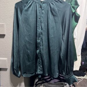 H&M Teal Textured Blouse